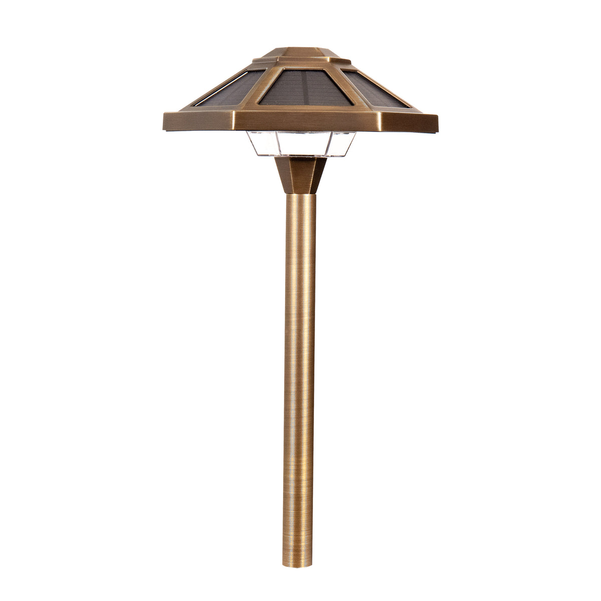 VOLT Premium Solid Brass Outdoor Solar Path Lights, 2-pack