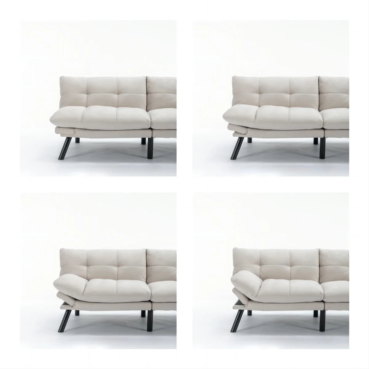 PAPROOS Convertible Sofa Bed, Folding Futon Sofa Bed, Upholstered Sofa Bed Couch, Loveseat Sleeper Sofa for Small Space, Apartment, Living Room, Cream