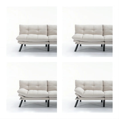 PAPROOS Convertible Sofa Bed, Folding Futon Sofa Bed, Upholstered Sofa Bed Couch, Loveseat Sleeper Sofa for Small Space, Apartment, Living Room, Cream