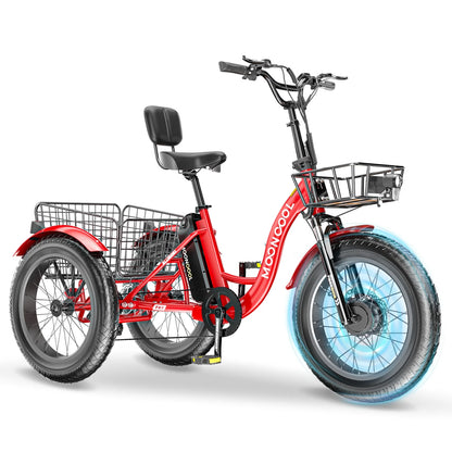 20" x 4" Fat Tire Electric Tricycle for Adult, 7 Speeds Electric Trike 48V 500W Motorized Tricycle , Electric Three Wheels Bicycle for Senior, Aluminum Frame & Rear Basket ,16mph