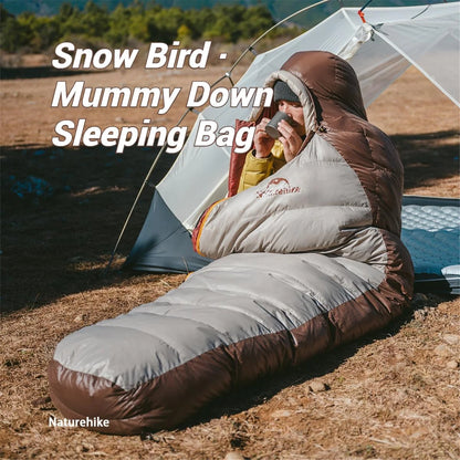 Naturehike, Mummy Sleeping Bag, Pro Outdoor Down Sleeping Bag for Cold Weather,  Water Repellent Sleeping bag with Compression Sack, High Fluffy Duck Down Filling,  For Hiking/Travel/Expedition