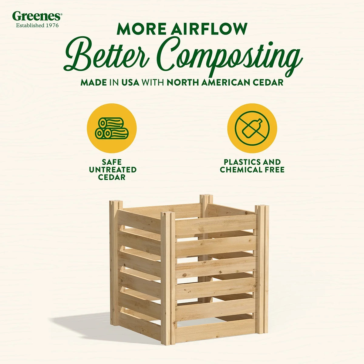 Greenes Fence Cedar Wood Composter 24" x 24" x 31", 77.3 gal.