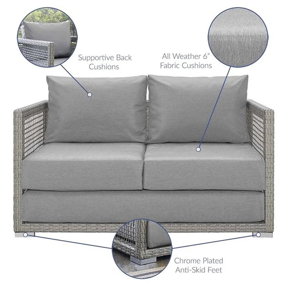 Afuera Living Wicker Patio Loveseat in Gray
