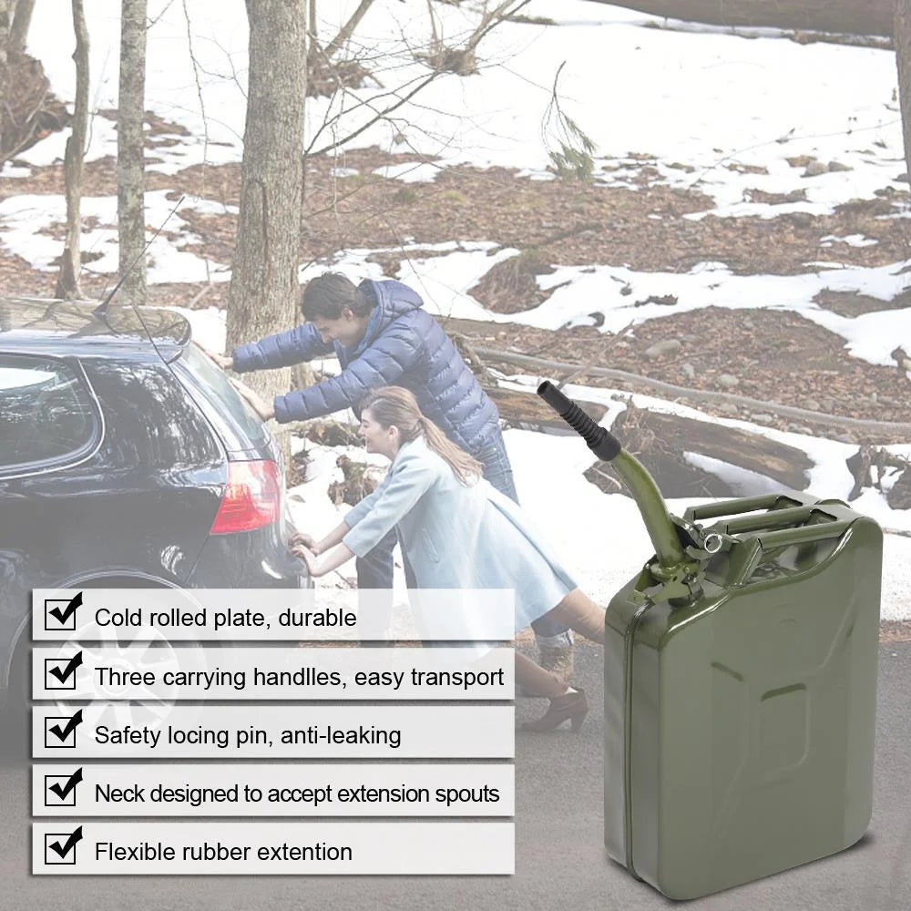 YUONAO 3-Pack 5 Gal (20L) Steel Gas Fuel Can �C Army Green Military-Grade Gasoline Container for Emergency, Outdoor, Off-Road, Camping