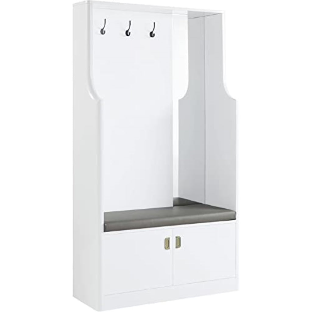AC01030 - Hall Tree, White High Gloss Finish - Buck II