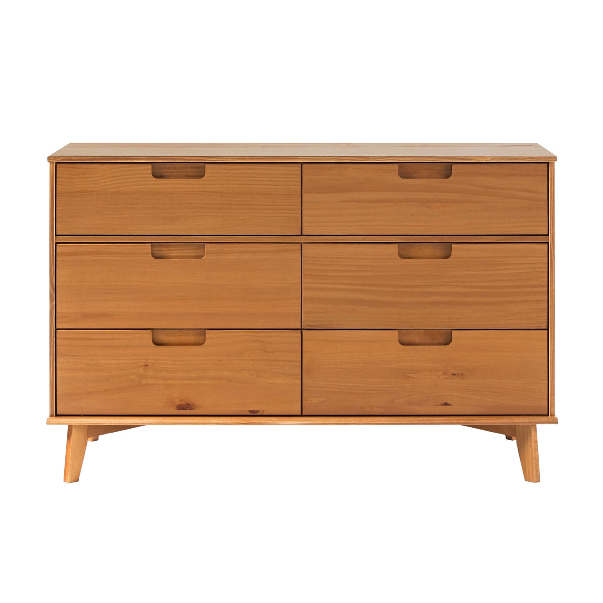 Walker Edison Sonoma 6-Drawer Solid Wood Caramel Dresser