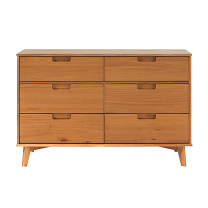 Walker Edison Sonoma 6-Drawer Solid Wood Caramel Dresser