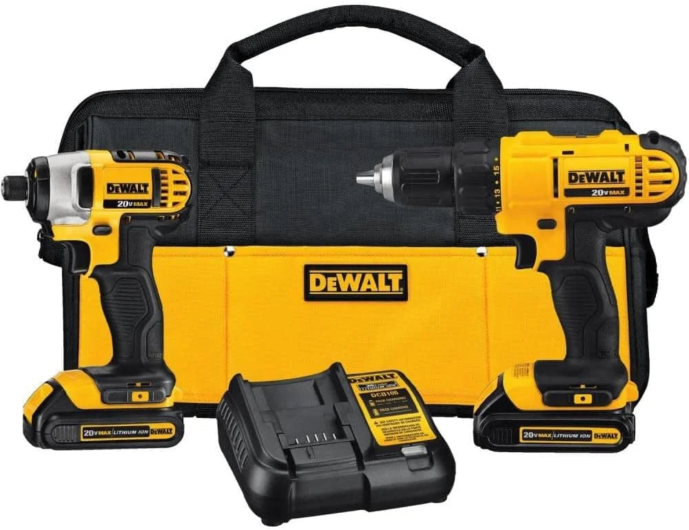 20V  Cordless Drill and Impact Driver Combo Kit with 2 Batteries and Charger