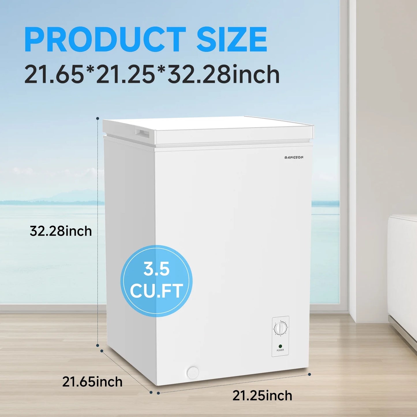 BANGSON 3.5 Cubic Feet Chest Freezer,Deep Freezer With Removable Basket,Adjustable Temperature for Home/Dorms/Apartment/Office