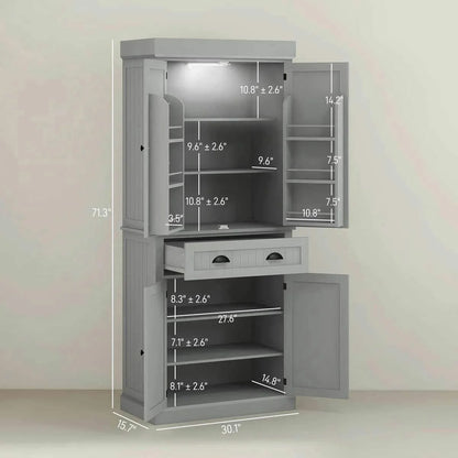 Spaco 17-Tier Kitchen Small Pantry Cabinet with 2 Doors and 6 Adjustable Shelves, Cabinet Pantry, Freestanding 5-Tier Shelving Pantries for Kitchen Storage, Gray