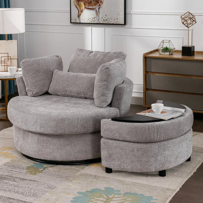 Muumblus Teddy Swivel Accent Barrel Chair, Modern Oversize Sherpa Comfy Round Reading Armchair for Living Room, Ivory