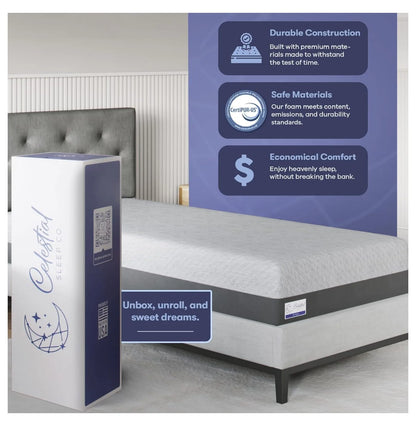 Gel Memory Foam Mattress in a Box, Made in The USA, Bed, 8 inch Firm -