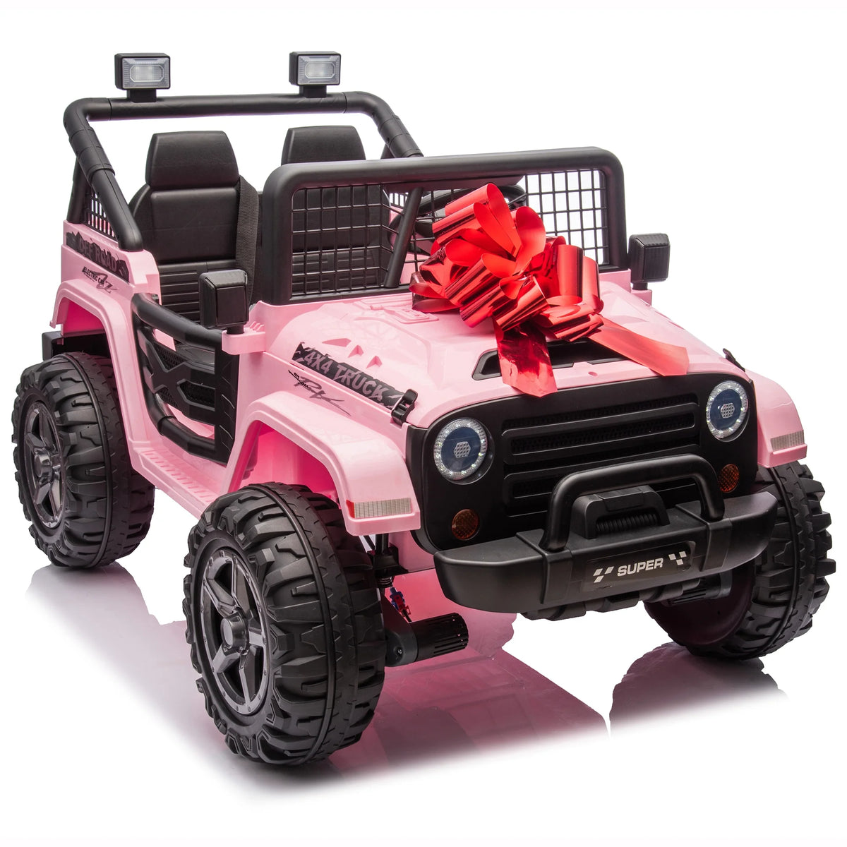 Joyracer 4WD 24 Volt Ride on Toys, 2 Seater Power Car wheels UTV with 800W Motors, Remote Control, Bluetooth Music, Spring Suspension, LED Light, Pink