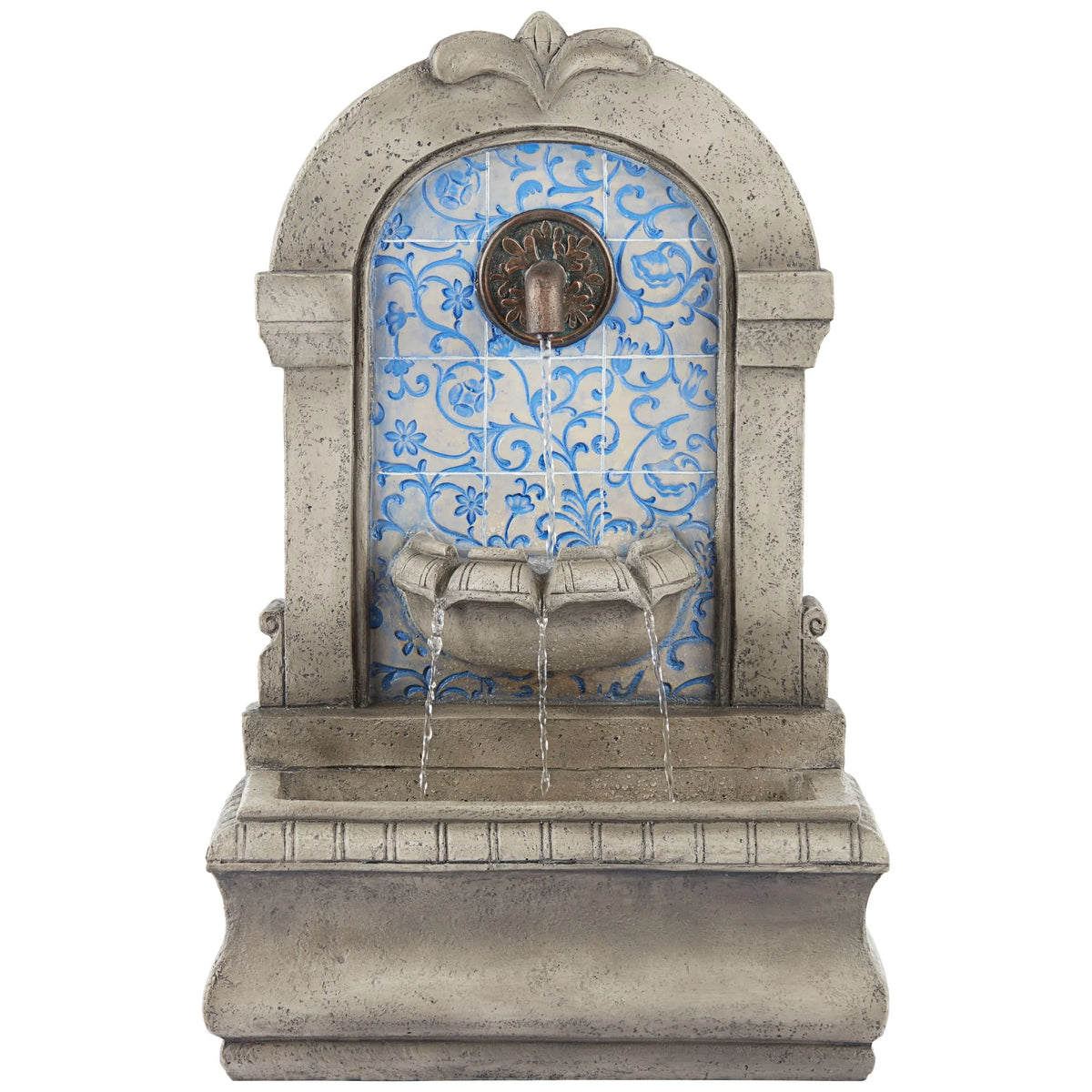 Manhasset 30 1/4" High Large Italian Outdoor Decor Blue Faux Stone Floor Fountain Waterfall Outside Garden Patio