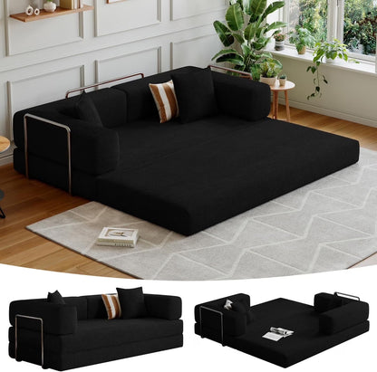 Convertible Sleeper Sofa Bed,Compressed Floor Boneless Couch,Modular Modern Corduroy Sofa for Living Room Bedroom -with Fixed-Shape Frame and Support Armrest,Easy Assembly(Green)