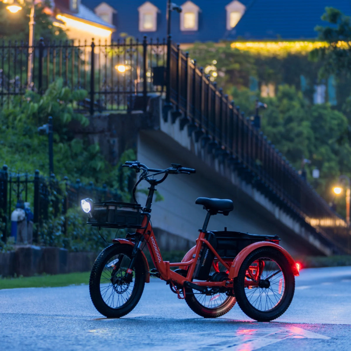 MOONCOOL TK1 Folding Electric Tricycle for Adults,48V 14.5Ah Removable battery, 500W（Peak 1000w）Motor, 20" Fat Tire Step-Thru 3Wheel Electric Bicycle w/Front&Rear Baskets, Certified to UL 2849 by SGS