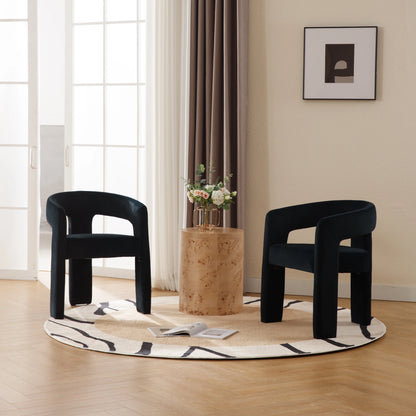 Guyou Modern Sherpa Upholstered Dining Chair, Cute Barrel Side Armchair Kitchen Chair with Armrests and Back for Living Room Dining Room Bedroom, Green