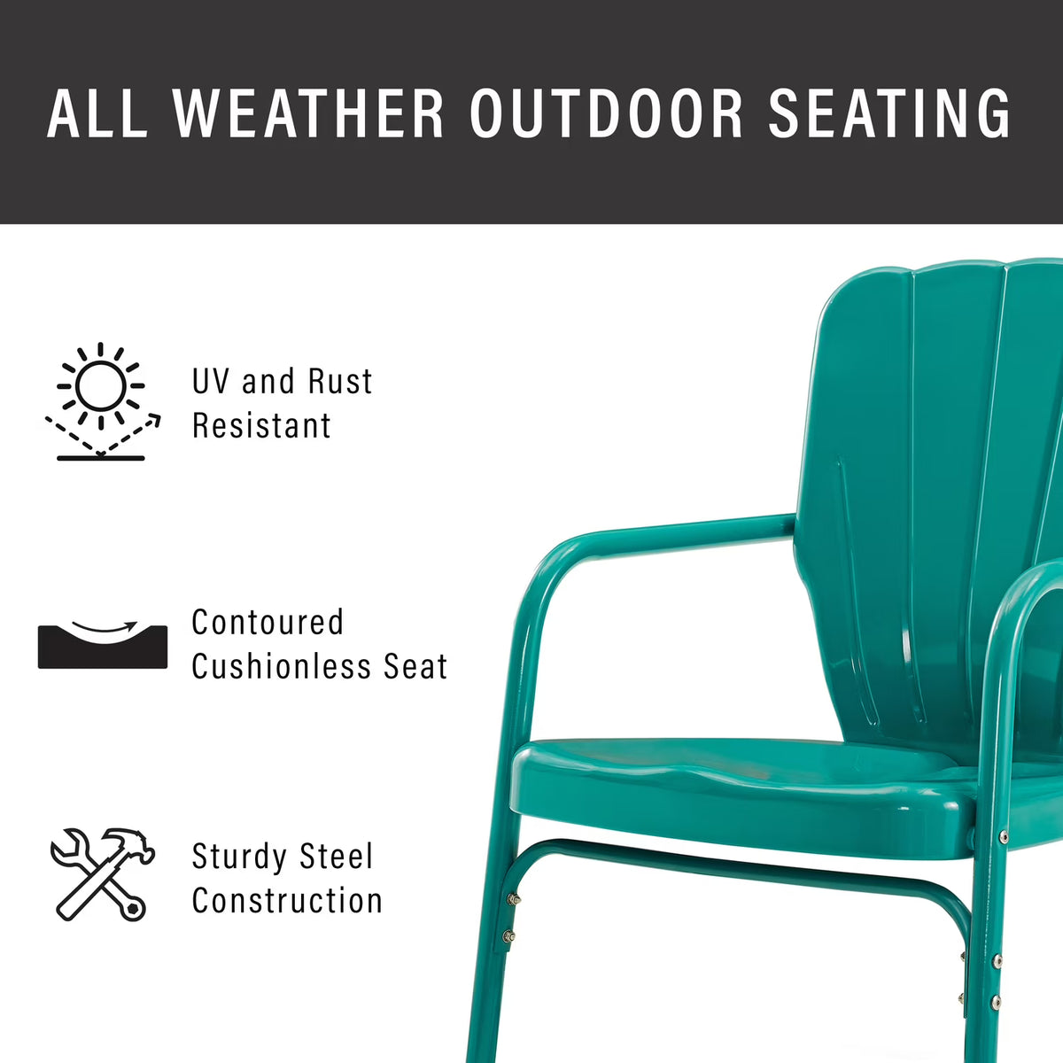 Crosley Ridgeland 2Pc Outdoor Metal Armchair Set - 2 Chairs-Color:Bright Red Gloss