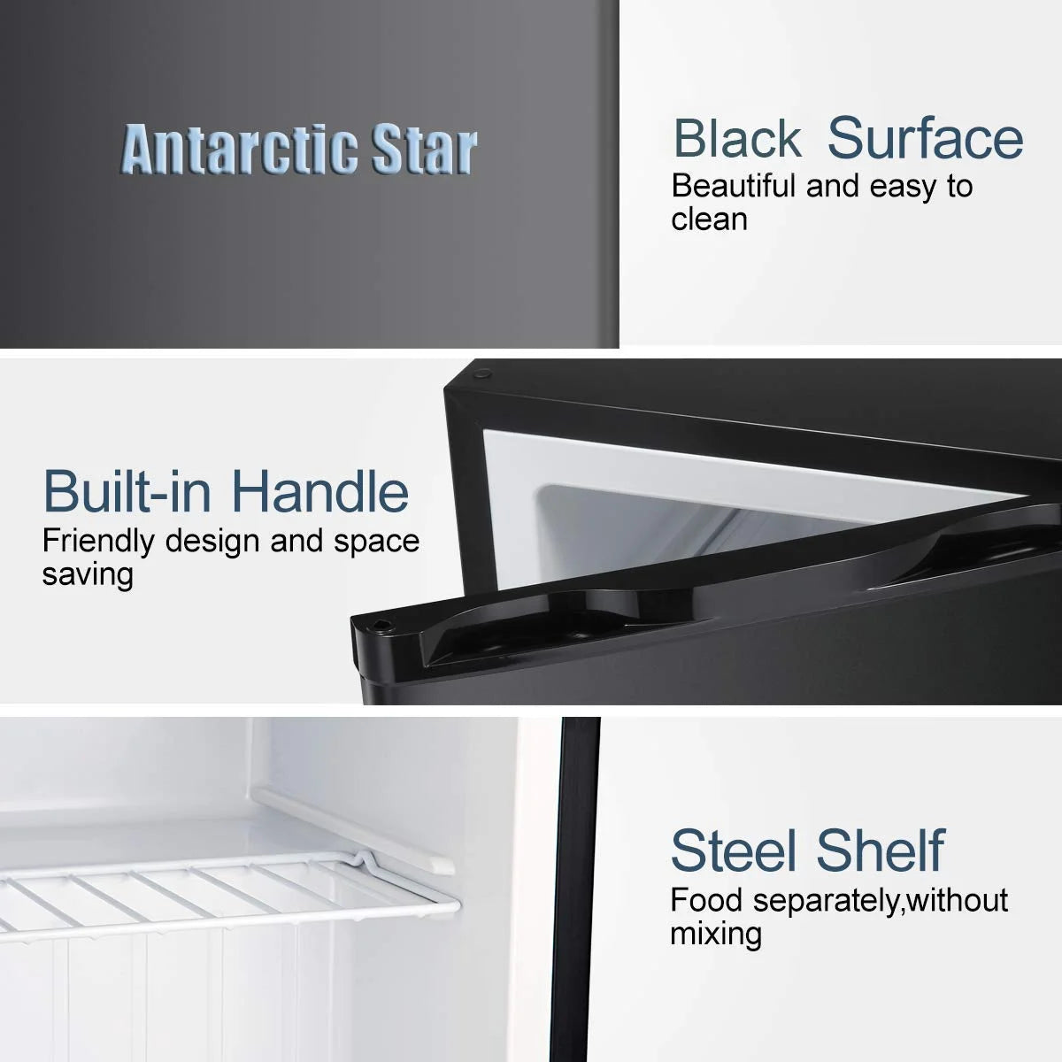 KNDKO 3.2Cu.ft Upright Freezer, Compact Freezer with Removable Shelves, Adjustable Thermostat for Home/Kitchen/Office, Black