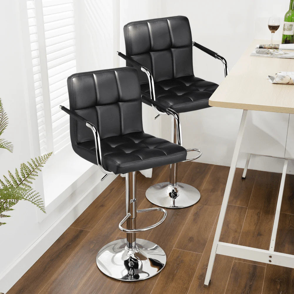Yaheetech 2pcs PU Leather Adjustable Bar Stools for Dining Room, Black