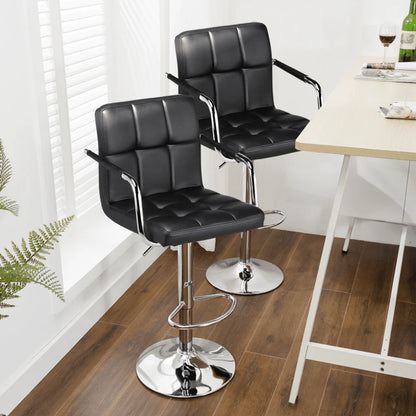 Yaheetech 2pcs PU Leather Adjustable Bar Stools for Dining Room, Black