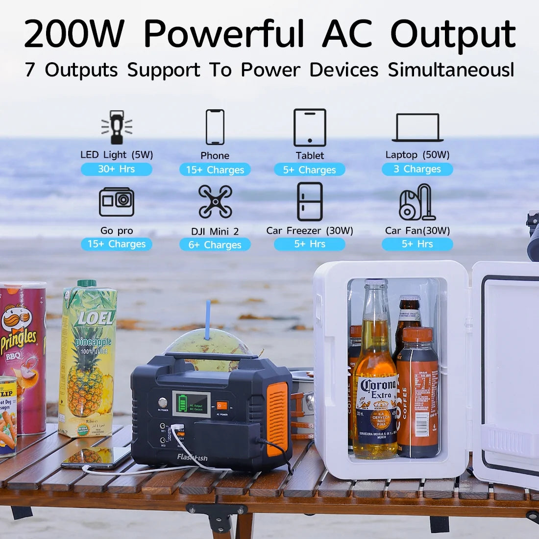 Flashfish 200W Portable Power Station, 40800mAh Solar Generator, Portable Generator for Camping Travel Emergency