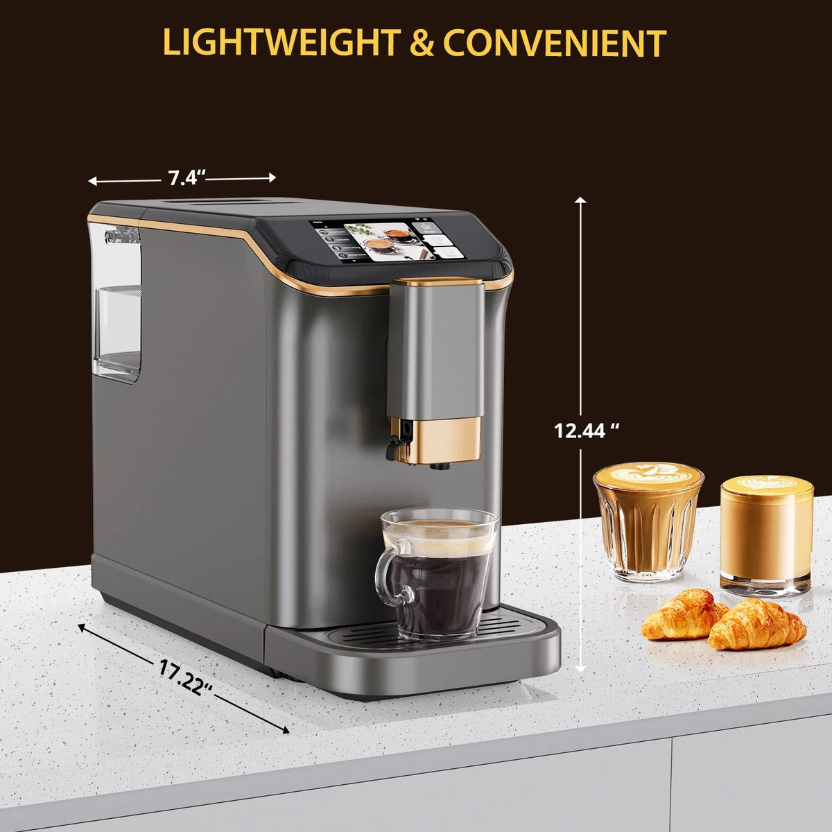 AOILE 20-Bar Dual Boiler Espresso Machine, Self-Cleaning Coffee Maker with Grinder & LCD Touch Panel