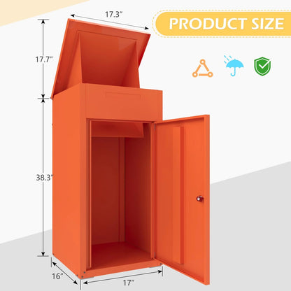AECOJOY Package Delivery Boxes for Outside Parcel Drop Box Outdoor Storage Box Wall Mounted Express Mail Package Delivery Box 17" x 16" x 38.3" Black