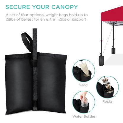 Best Choice Products 12x12ft Easy Setup Pop Up Canopy w/ 1-Button Setup, Wheeled Case, 4 Weight Bags - Navy Blue