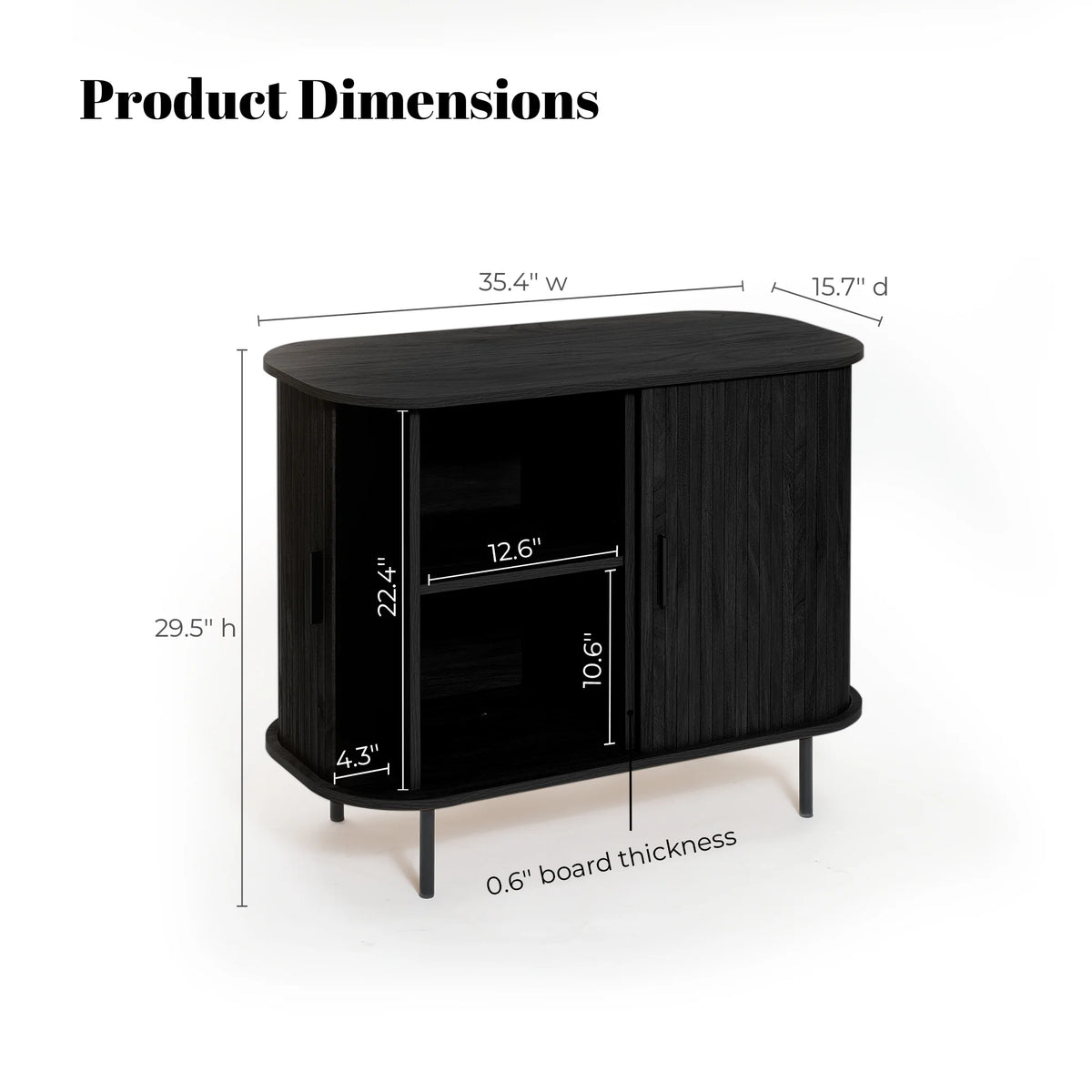 LuxenHome 35" Mid Century Modern Accent Cabinet, Small Buffet Cabinet with Sliding Door, Oak