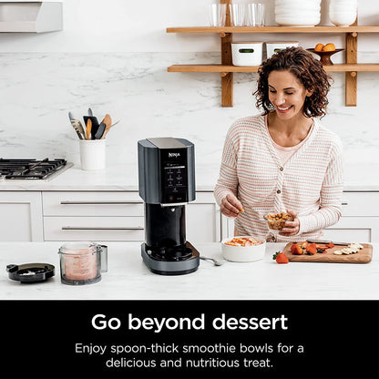Ninja CREAMi, Ice Cream Maker, Ice Cream, Gelato, Sorbet,Milkshakes, Mix-ins, Smoothie Bowls & More, 7-in-1, Ice Cream Pints, Pint lid, Healthy Ice Cream, Compact, Perfect for Kids, Black, NC299AMZ