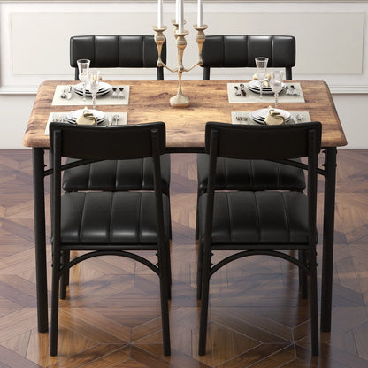 Zzistar 5 Piece Dining Table and Chairs Set, Wood Rectangular Dining Table with 4 Upholstered Chairs