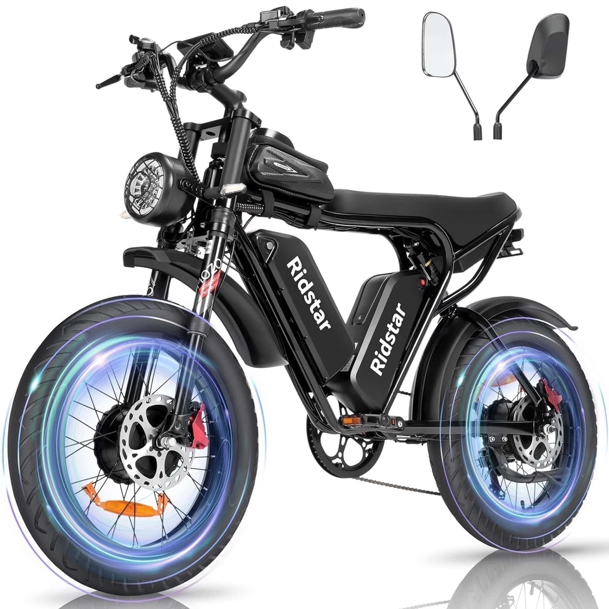 Ridstar Electric Bike for Adults Q20,1200W 30MPH,48V 15.6Ah Electric Bicycle,7 Speed Full Suspension Mountain Bike UL2849