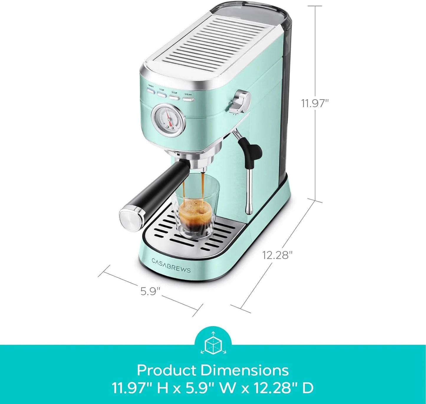 CASABREWS CM5418 20-Bar Espresso Machine and Coffee Maker, Silver