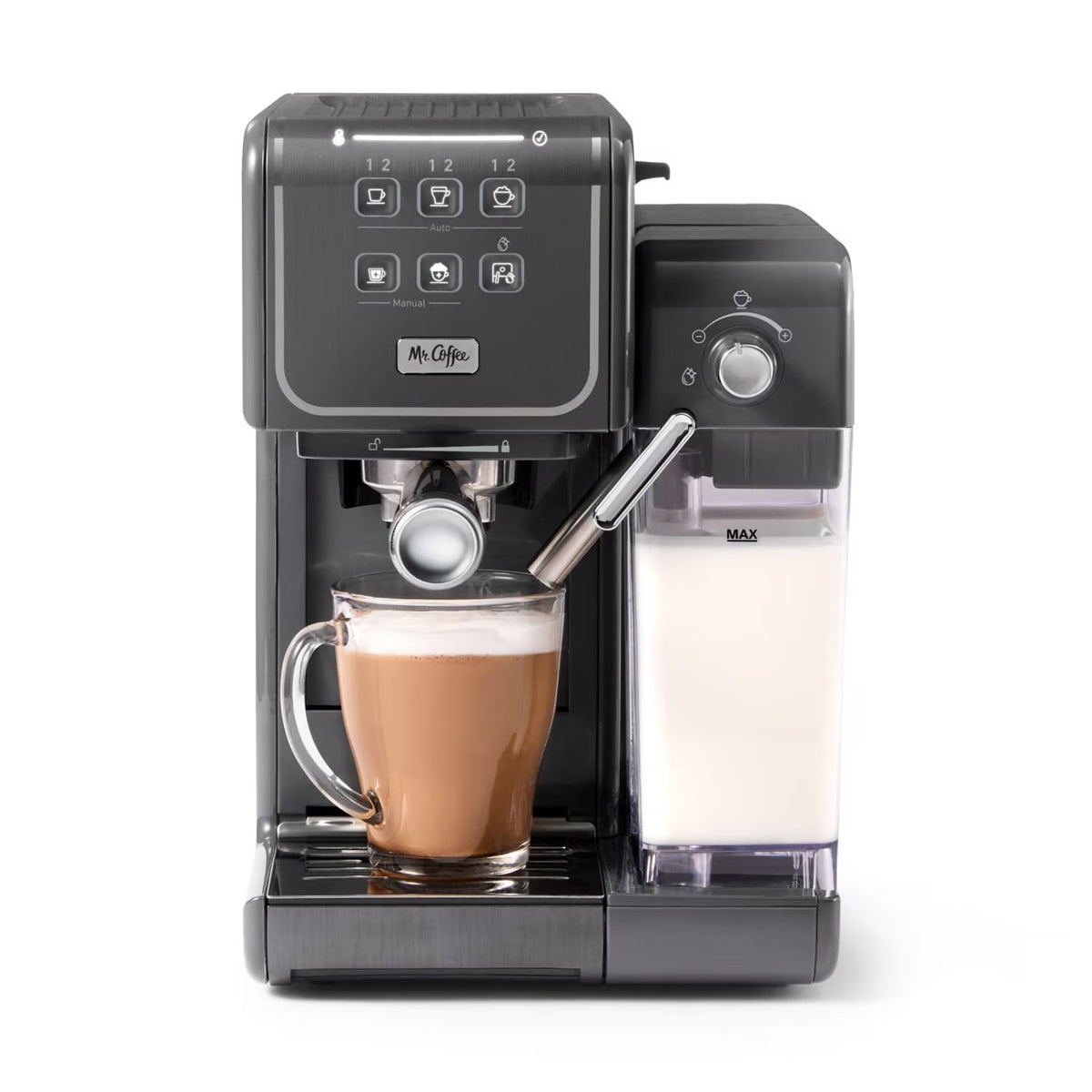 Mr. Coffee One Touch CoffeeHouse+ Espresso, Cappuccino, and Latte Maker, Grey