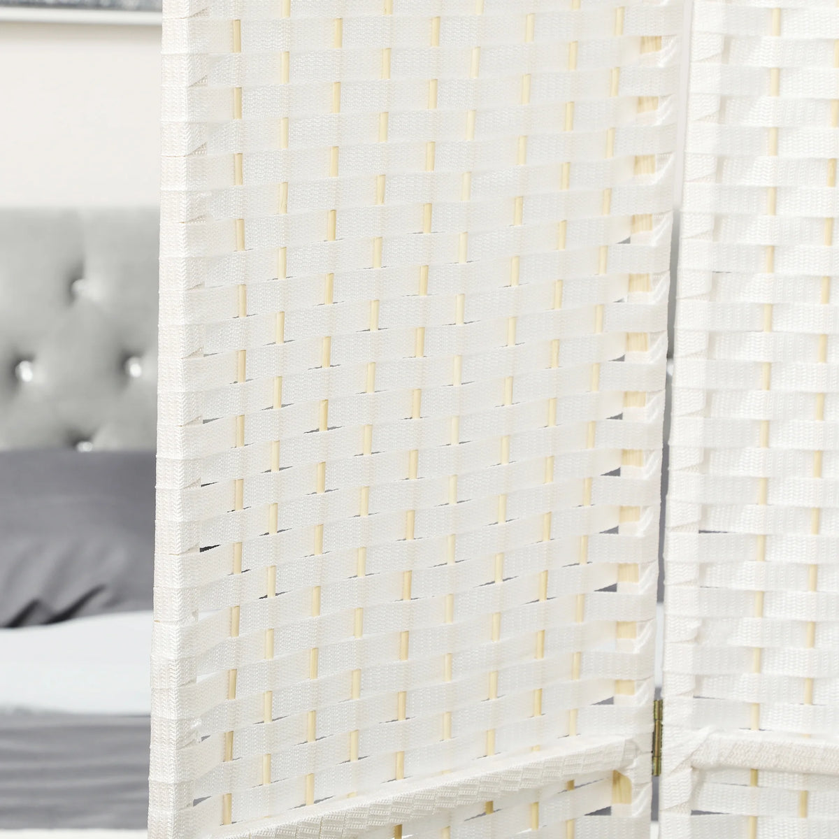 HOMCOM Room Divider, 8 Panel Folding Privacy Screen, 5.6' Tall Freestanding Partition for Home Office, Bedroom, White