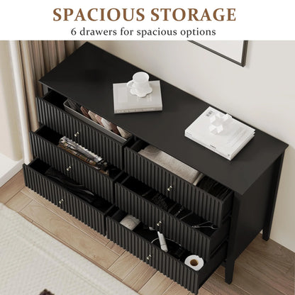 May Color Large White 3 Drawer Dresser Set of 2 with Fluted Panel, Modern Chest of Drawers with Silent Slide Drawers, Wood Accent Nightstand with Storage for Bedroom Living Room, Hallway