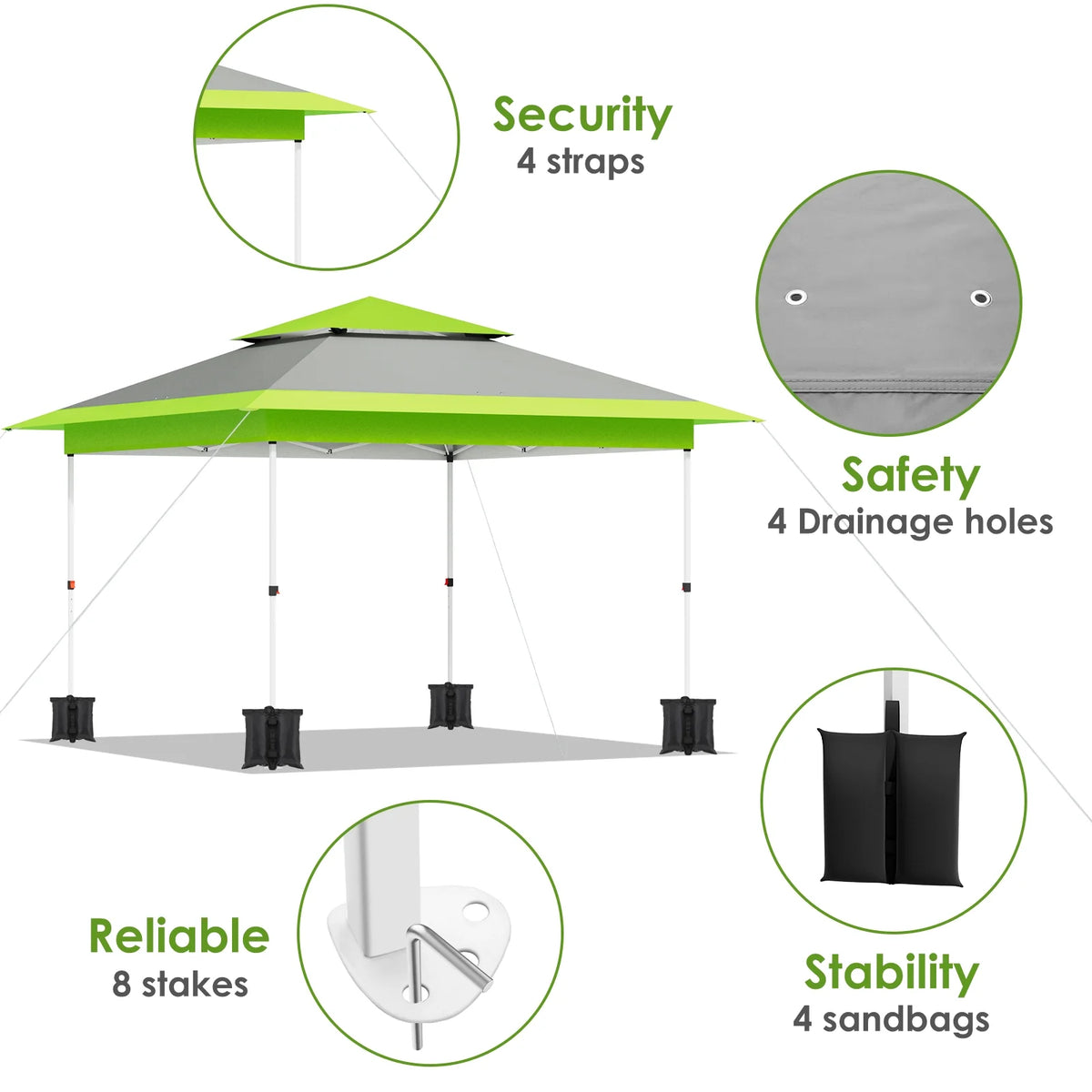 Pirecart 12' x 12' Pop-up Canopy Tent Waterproof Outdoor Gazebo Shelter with Wheeled Bag, Instand Canopy , White