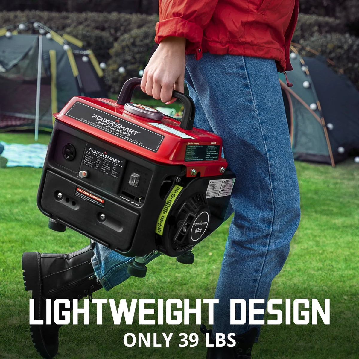 PowerSmart 1200W Portable Generator, Inverter Generator, Gasoline Powered Portable Generator, Low Noise，PS50