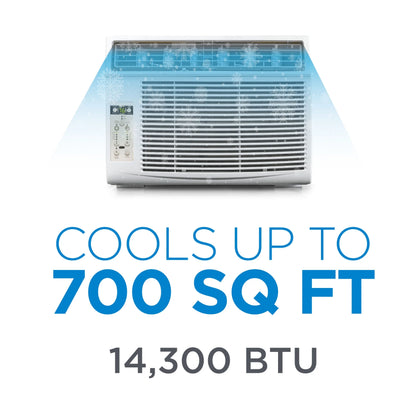 COMMERCIAL COOL 14,500 BTU Window Air Conditioner with Remote Control and Adjustable Thermostat, cools up to 750 Sq. Ft. with Electronic Controls & Digital Display CWAM145W6C