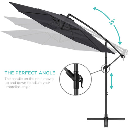 Best Choice Products 10ft Offset Hanging Outdoor Market Patio Umbrella w/ Easy Tilt Adjustment - Tan