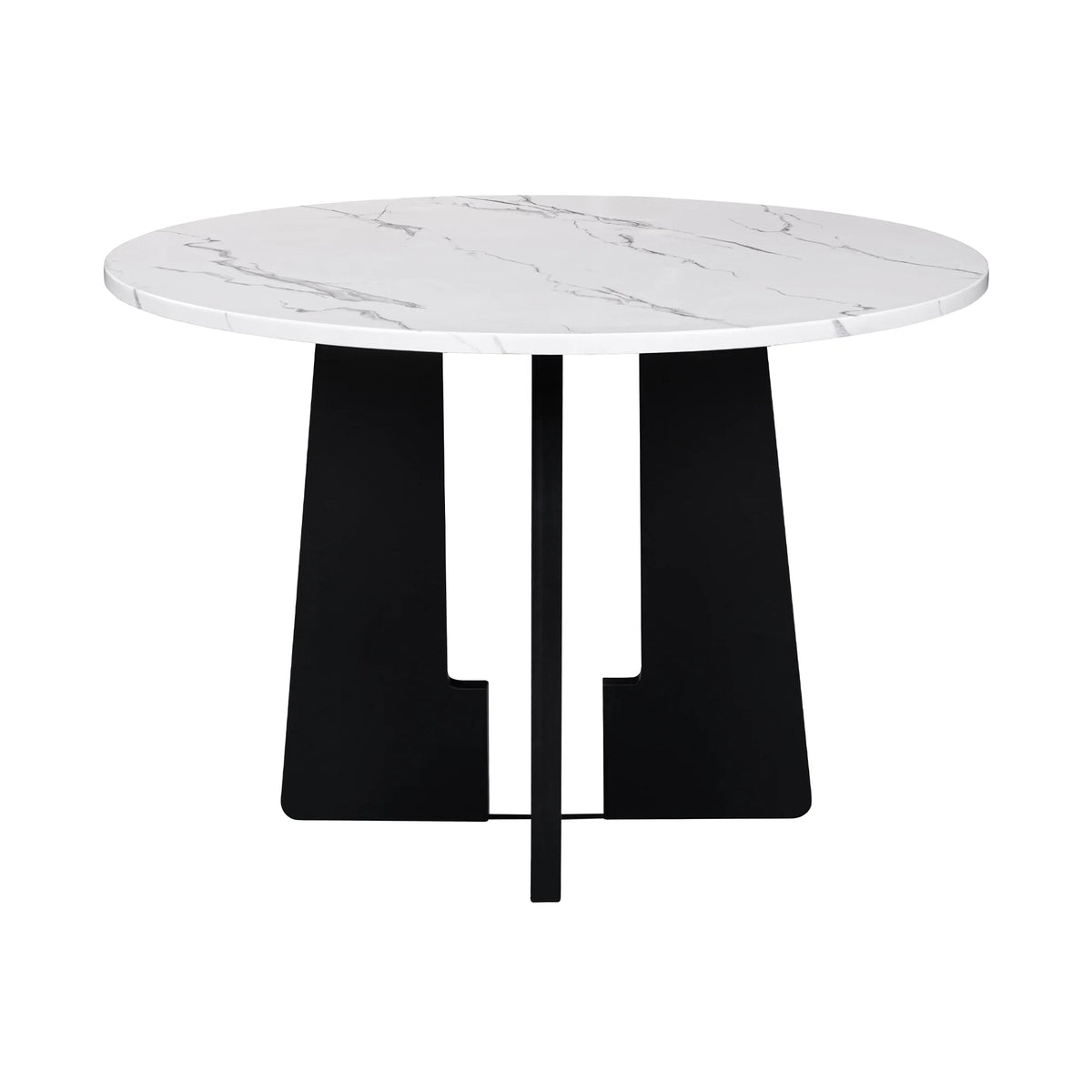 EUROCO 5-Piece Round Dining Table Set for 4, 43.3'' Kitchen Room Table with 4 Upholstered Chairs and Solid Wood Frame,Kitchen Table Set for Home Living Dining Room, Grey & Black