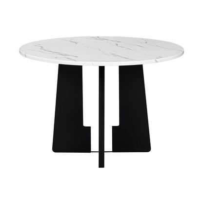 EUROCO 5-Piece Round Dining Table Set for 4, 43.3'' Kitchen Room Table with 4 Upholstered Chairs and Solid Wood Frame,Kitchen Table Set for Home Living Dining Room, Grey & Black