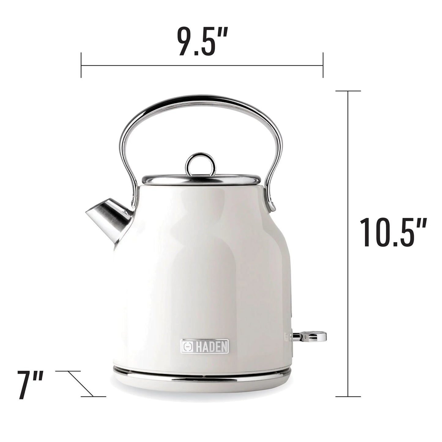 Haden Heritage 1500 1.7 Electric Kettle, Matte Black Finish with Copper Accents