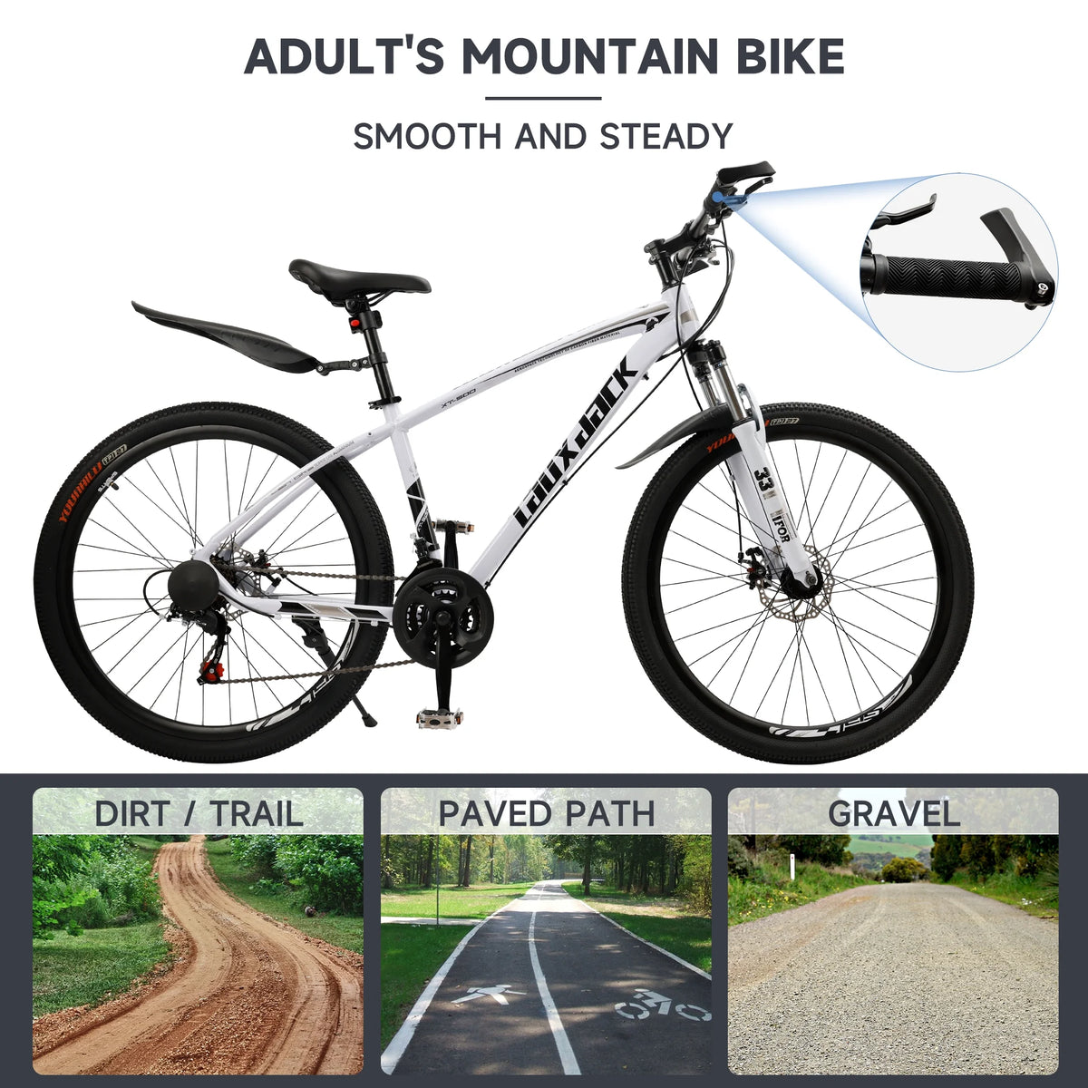 ARTUDATECH 27.5 Inch Mountain Bike, Shimano 21 Speed,  Dual Disc Brake Bike for Men Womens Adult, Full Suspension Bicycle