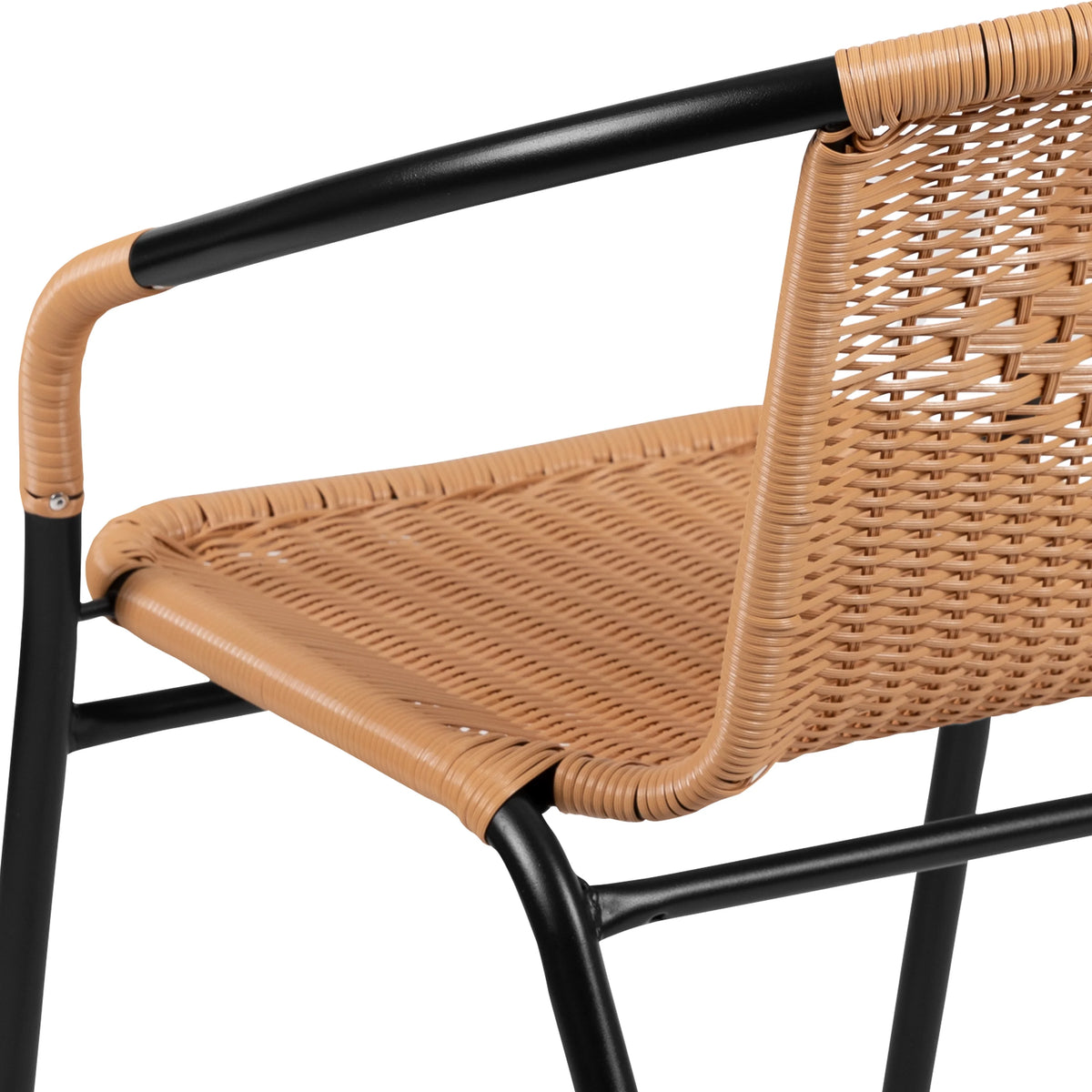 Emma + Oliver Indoor/Outdoor Stacking Rattan Restaurant Patio Chairs, Set of 2, Gray