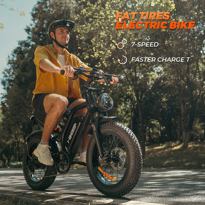 20" Fat Tire Electric Bike for Adults, 1500W Peak Adults Ebike, 48V 15Ah Battery Electric Mountain Bike UL2849