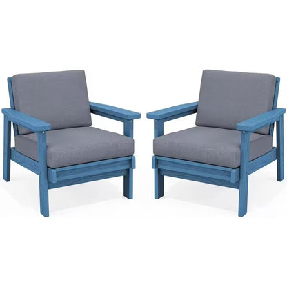 JUSTLET Patio Furniture Sets,2 Pieces Outdoor Chairs With Gray Cushions, Black