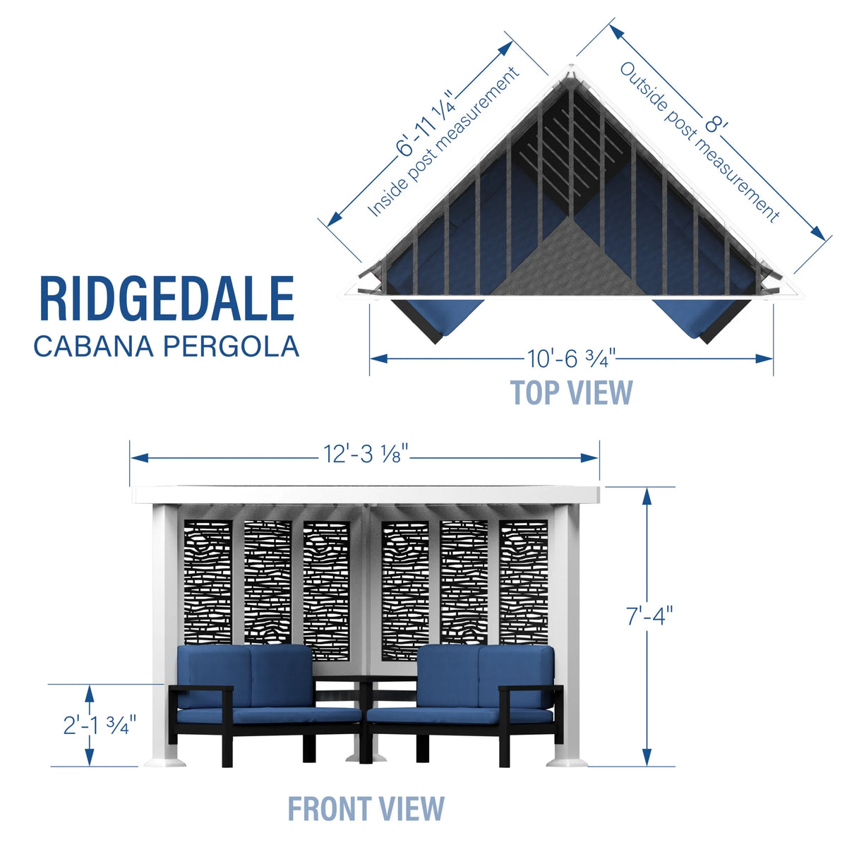 Backyard Discovery Ridgedale 12x8' Galvanized Steel Cabana Corner Pergola, Canopy, Seating
