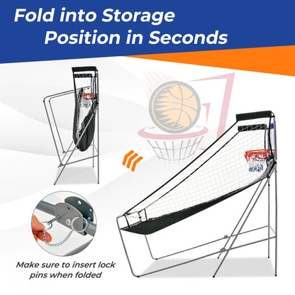 Costway Dual Shot Basketball Arcade Game with 8 Game Modes Electronic Scoring Blue